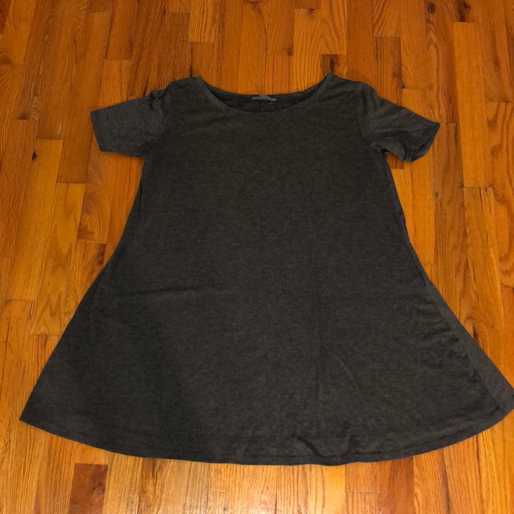 gray midi shirt dress